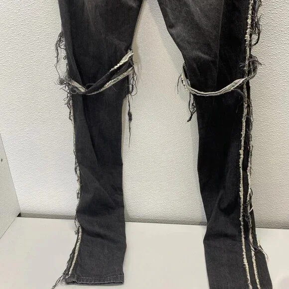 NEW WHO DECIDES WAR by Ev Bravado Gnarly Destroyed Denim Jeans – Black Size 32